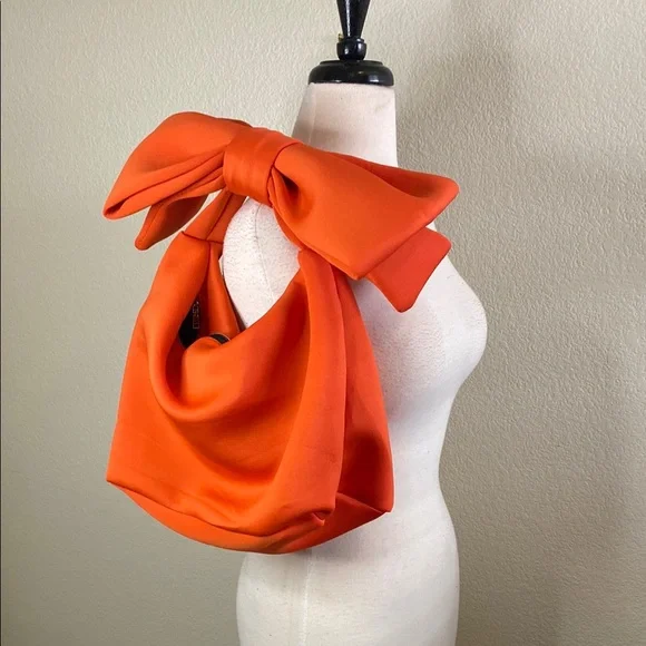 Vibrant Orange Bow Shoulder Bag - Picture 1 of 3